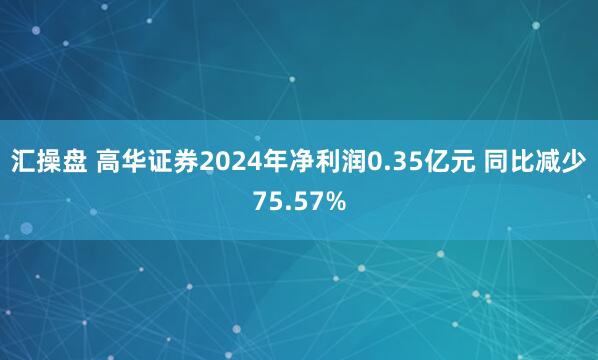 汇操盘 高华证券2024年净利润0.35亿元 同比减少75.57%